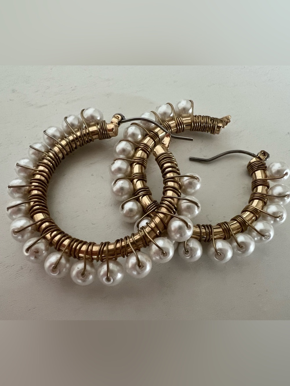 Large Pearl Hoop Earrings